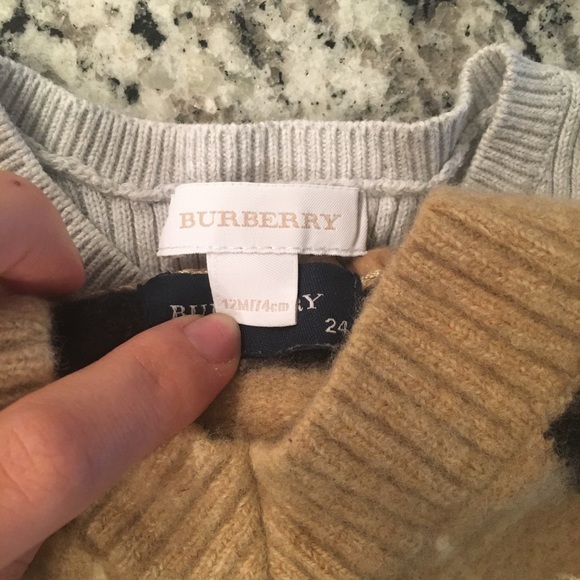 Kids Burberry V-Neck Pullover Sweater Lambswool 24 - Picture 2 of 4
